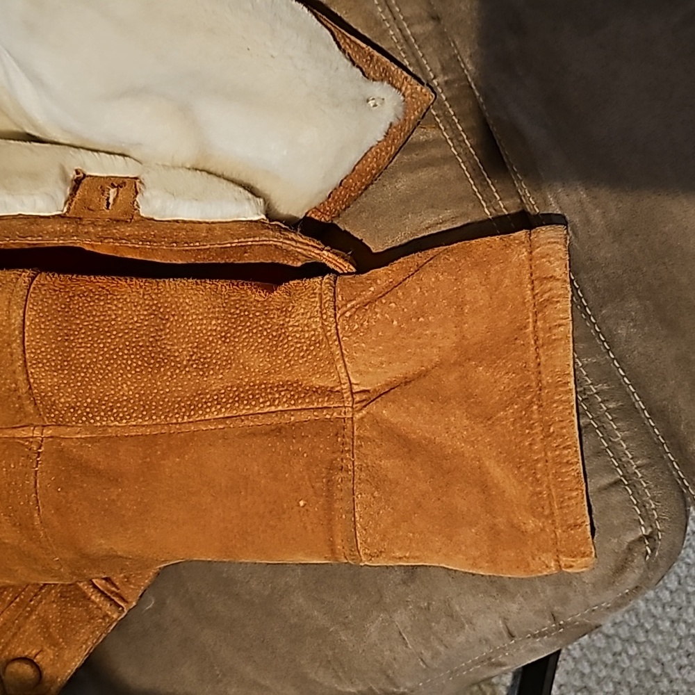Leather Sherpa Jackets, Womens Large, Camel Color - Picture 14 of 14